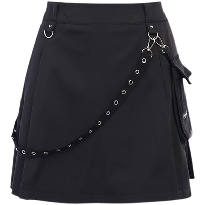 Zwarte Hoge Taille Cargo Rok